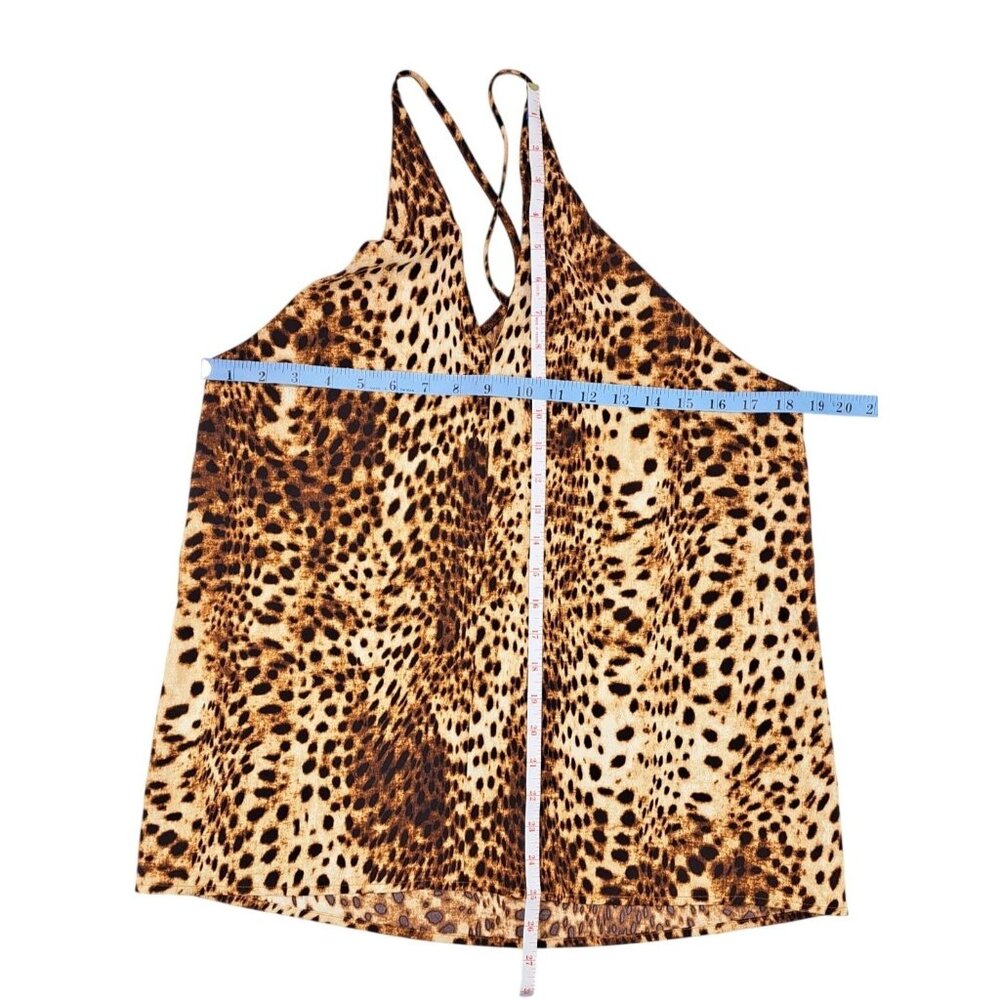 Worthington Women Cheetah Print Strappy Tank Top Size Small Brown Crisscross - Picture 6 of 6